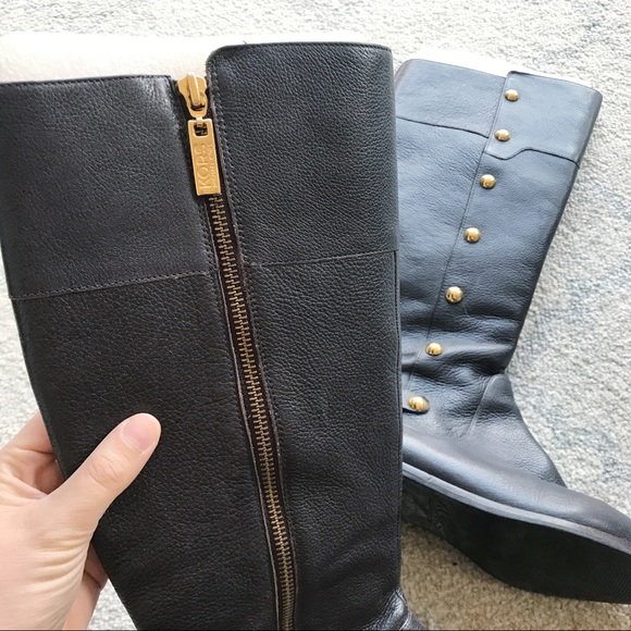 Michael Kors Gold Studded Riding Boots - Picture 2 of 3